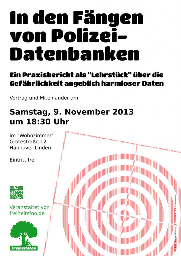 Veranstaltung 9.11.2013 – In den Fängen von Polizei-Datenbanken | freiheitsfoo